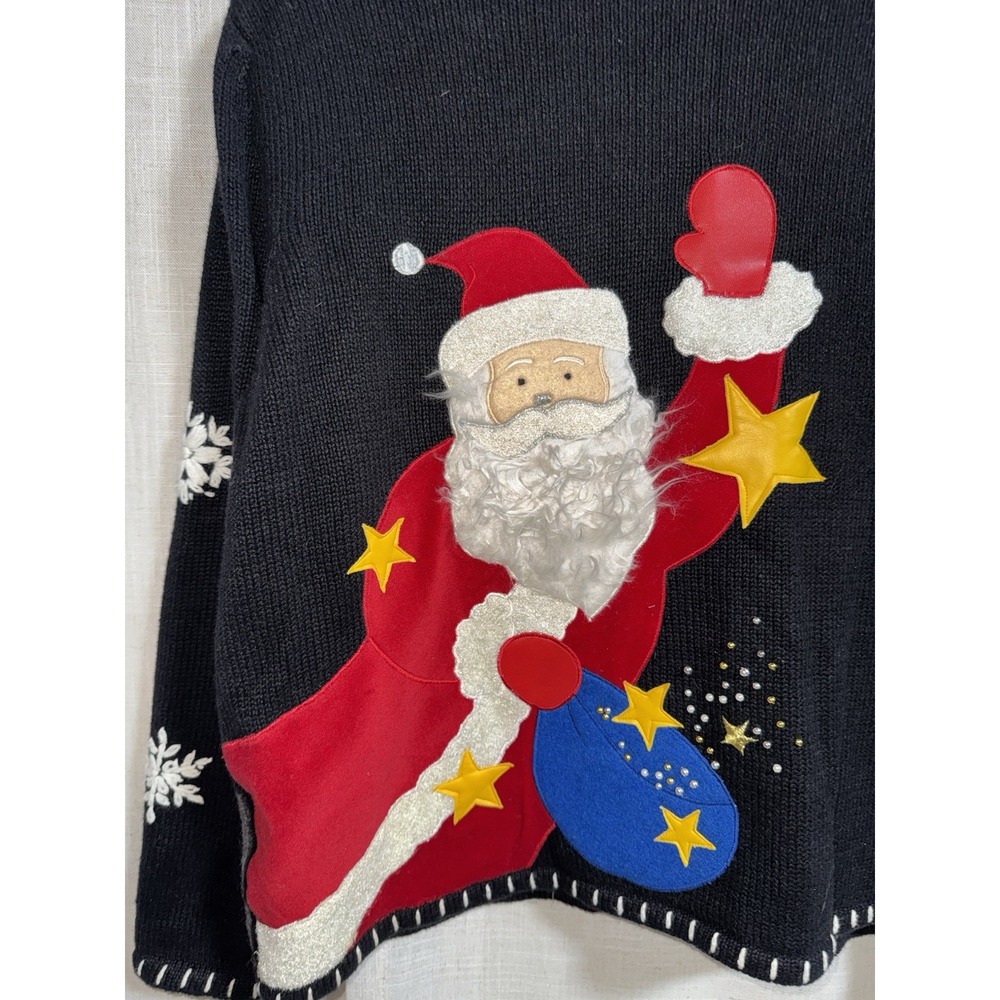Vintage Designers Studio Christmas Women's L Sweater Cardigan Santa Snowman - Picture 8 of 10